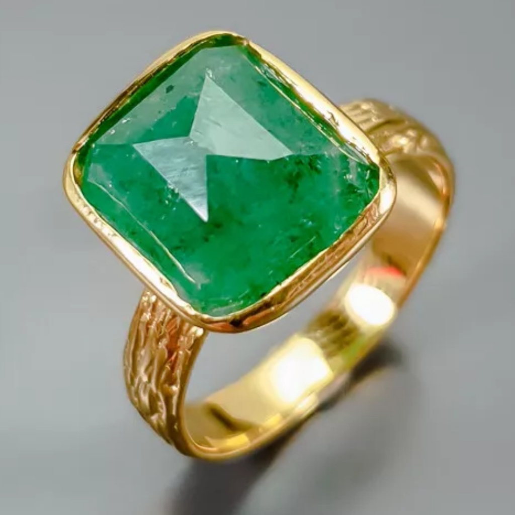 Green Beryl 5k Sterling & Gold Ring Sz7.75